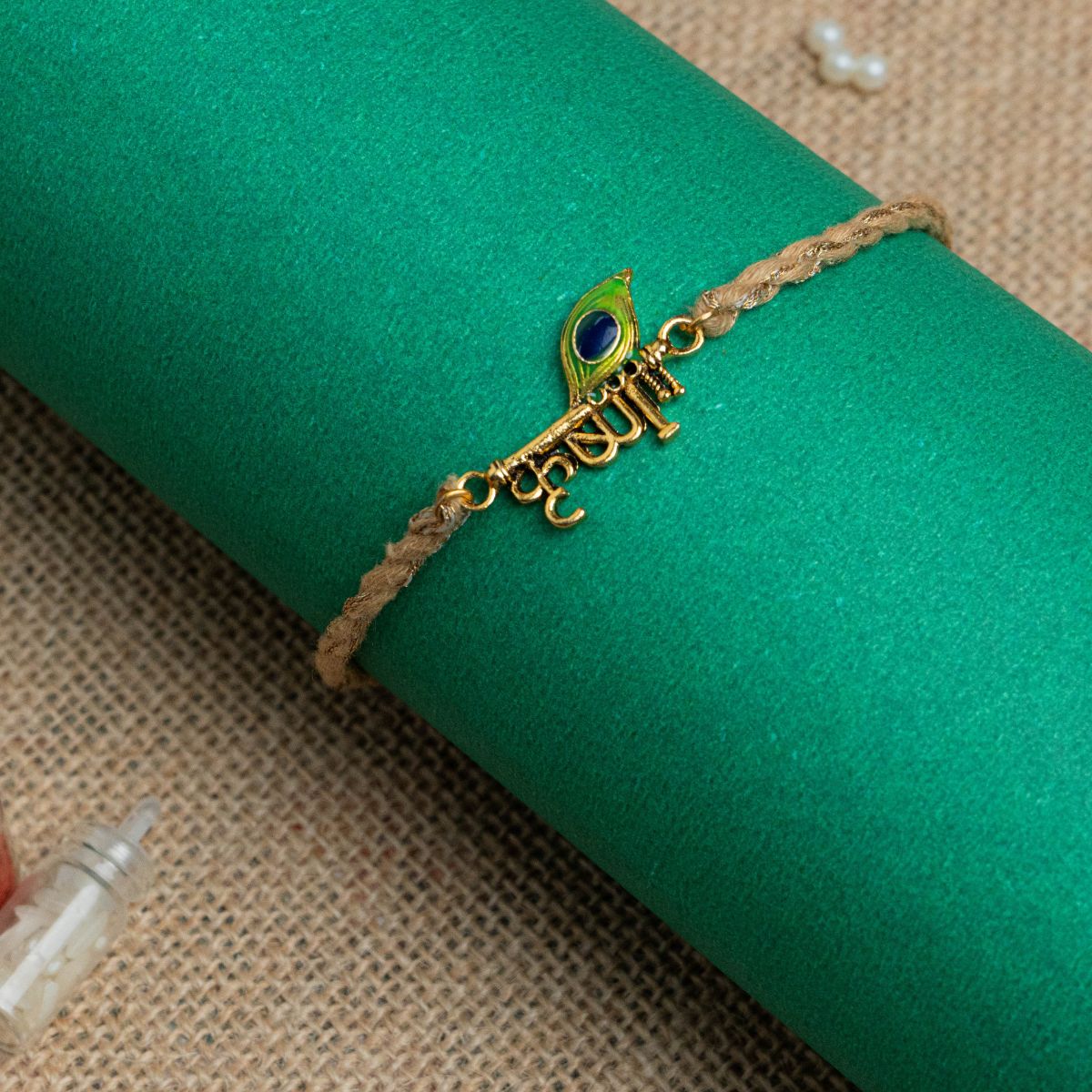 Krishna Feather Rakhi For Brother With Roli Chawal