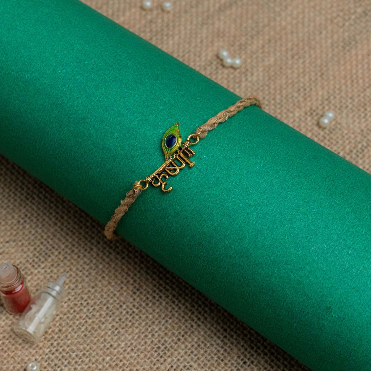 Krishna Feather Rakhi For Brother With Roli Chawal