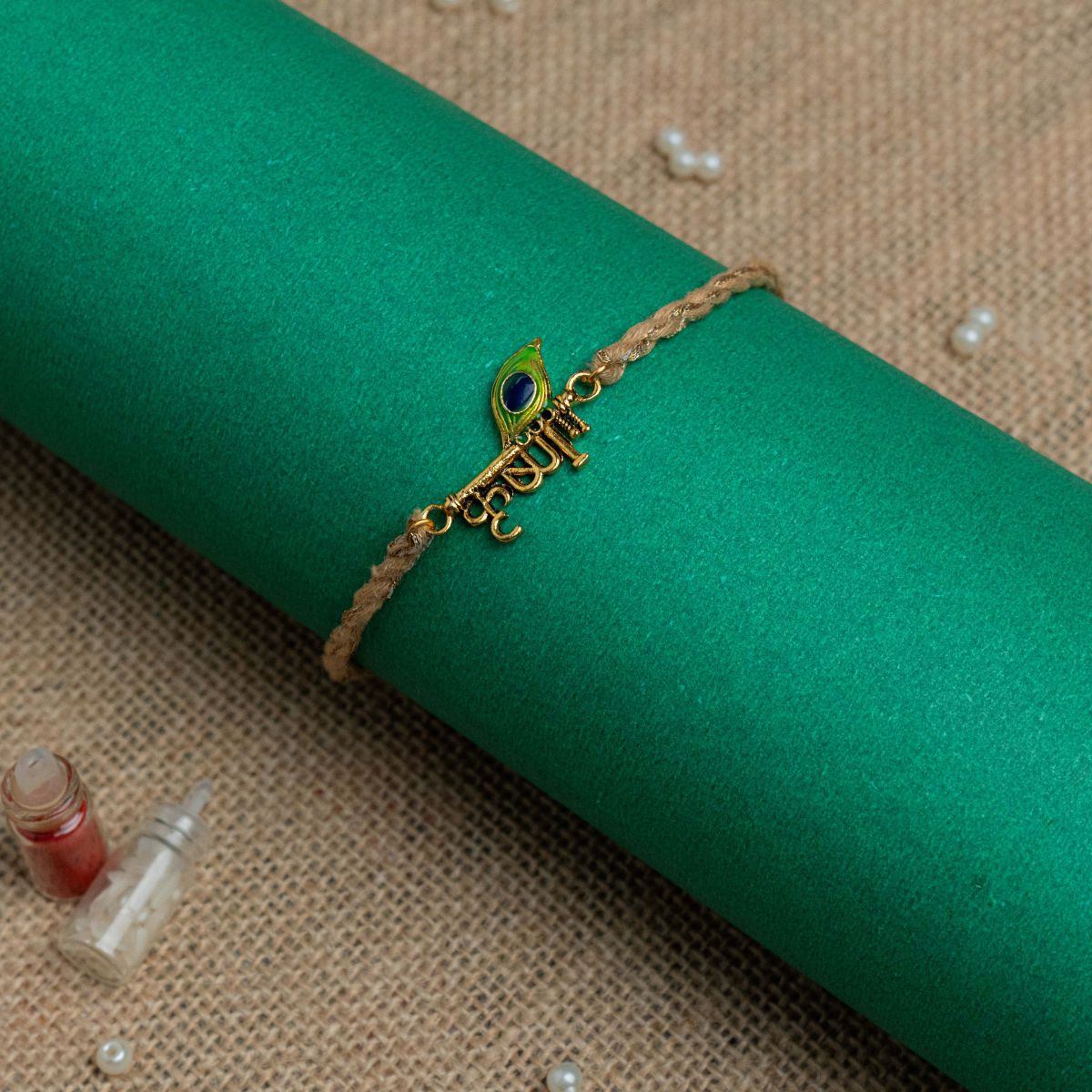 Krishna Feather Rakhi For Brother With Roli Chawal