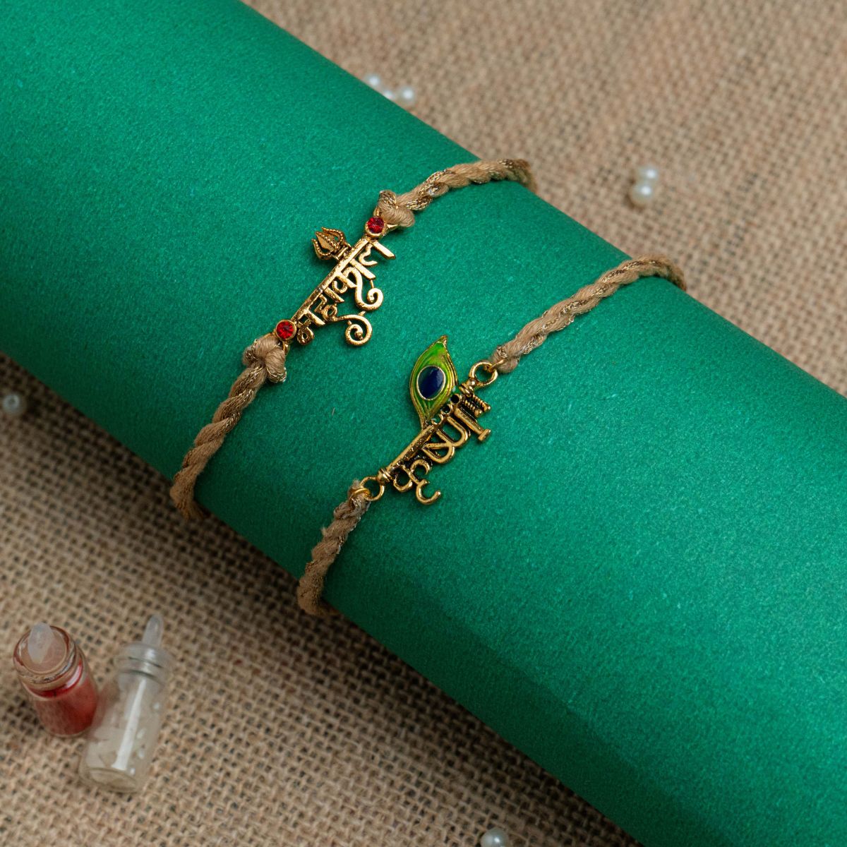 Crystal Evil Eye Rakhi with Premium Adjustable Thread & Roli Chawal