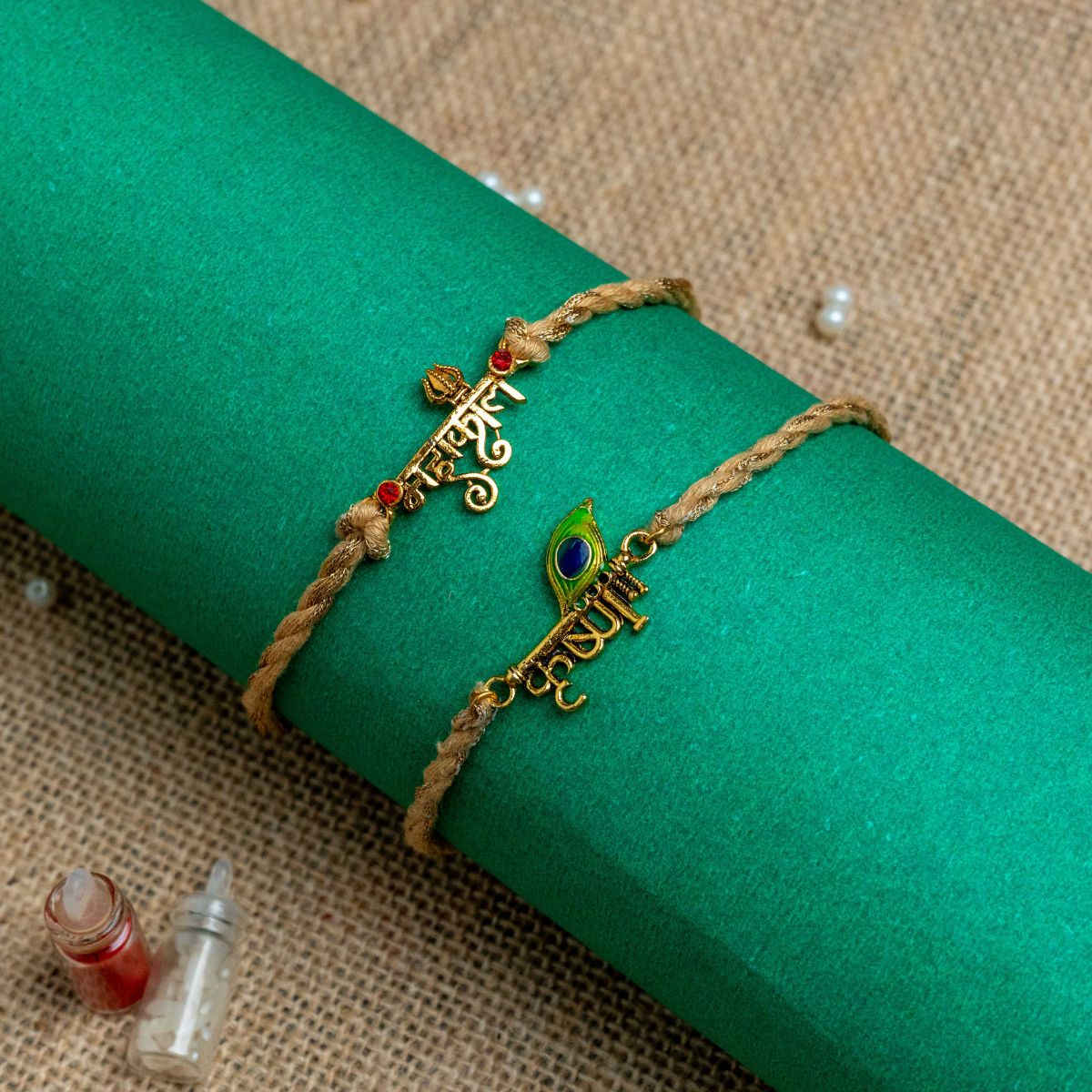 Crystal Evil Eye Rakhi with Premium Adjustable Thread & Roli Chawal