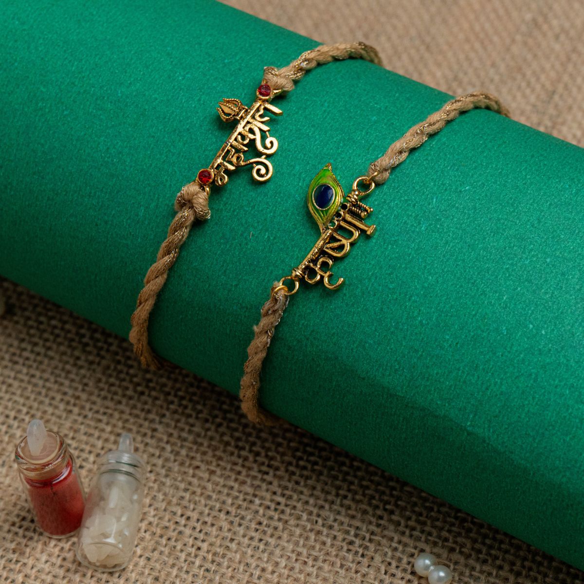 Crystal Evil Eye Rakhi with Premium Adjustable Thread & Roli Chawal