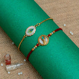 Peacock Feather Rakhi For Bhaiya Bhabhi  (Roli + Chawal)