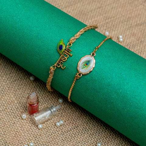 Krishna Feather Rakhi For Bhaiya Bhabhi (Roli + Chawal)
