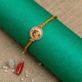 Ganesha Thread Rakhi for Brother With Roli Chawal (Yellow)