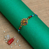 Peacock Dancing Rakhi in Thread For Brother With Roli Chawal
