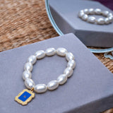 Friends TV Show Charm in Pearl Bracelet Rakhi for Sister  with Roli Chawal