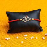 OM Rakhi for Bhai Swarovski Studded with Adjustable Thread & Roli Chawal