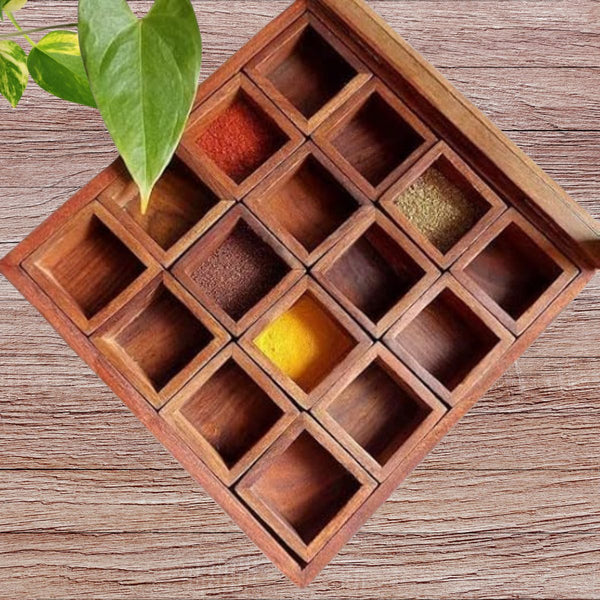 wooden Big Spice box With Spoon
