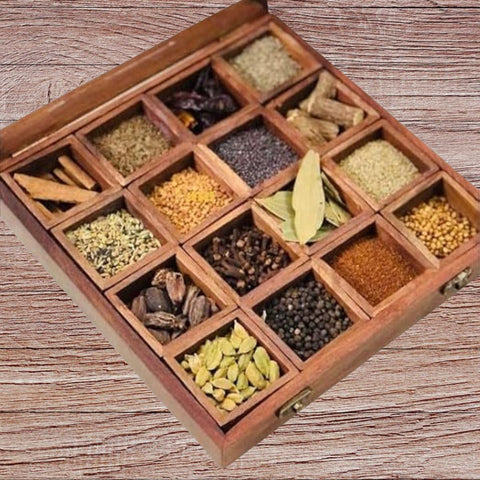 wooden Big Spice box With Spoon