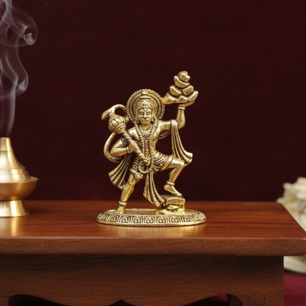 Sanjeevani Hanuman Superfine Brass Miniature Idol – 1.7 Inch