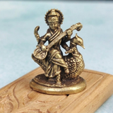 Saraswati on Hansh Superfine Brass Miniature Idol – 1.3 Inch
