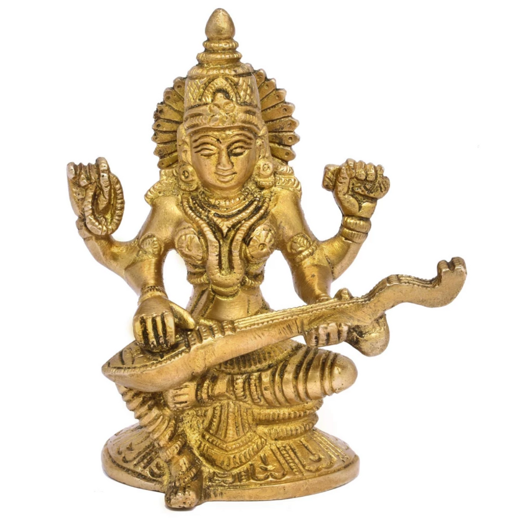 Vidyavati,saraswati,vanda devi,Saraswati Mata,Brahmani,Hansvahini,Brass Goddess Saraswati Sitting