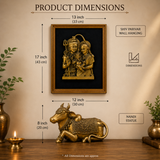 Shiv Parivar Wall Frame & Nandi Statue Combo in Brass