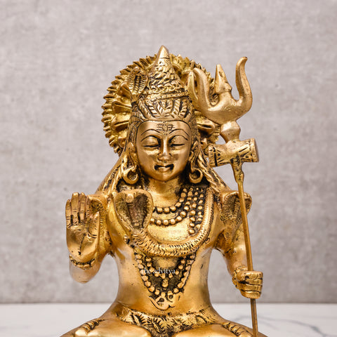 Close-up view of Shiva Idol with intricate carving.