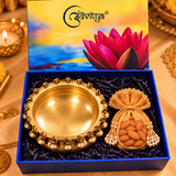 Diwali Gift Hamper with Brass Urli Bowl & Almond Potli | Luxury Festive Gift Box for Home Décor & Corporate Gifting