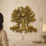 Tree of Life (Kalpavriksha) in Brass with Elephants & Bird Nest