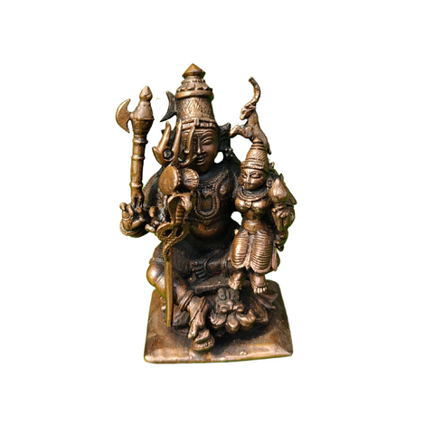 Copper Lord Shiva and Goddess Parvati Idol