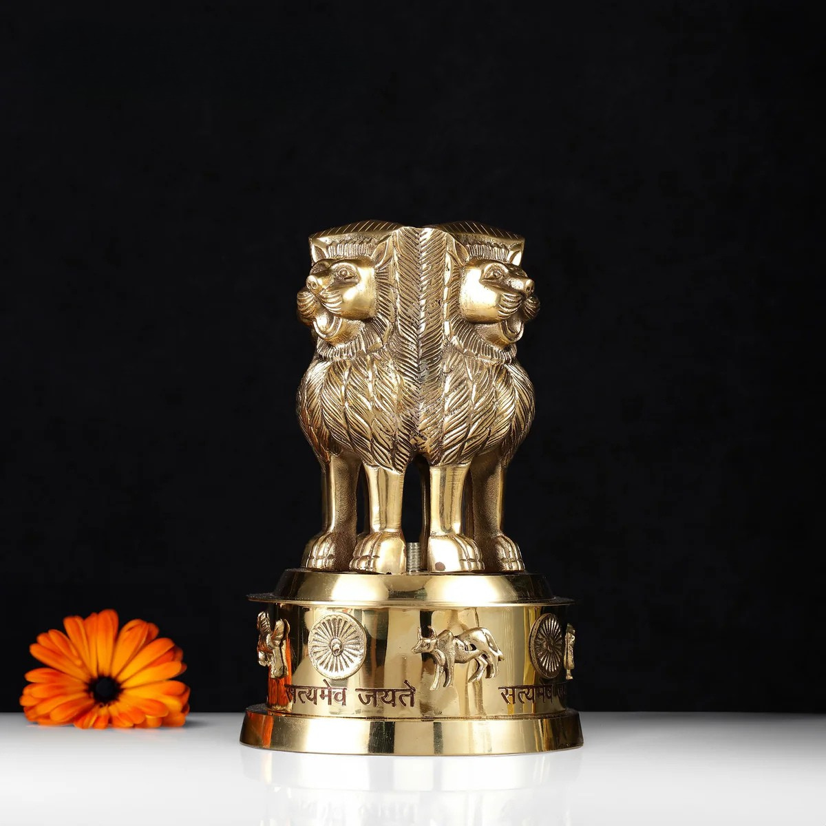 Brass Ashoka Stambh – Emblem of Ancient India’s Glory ( Large, 10 Inch)