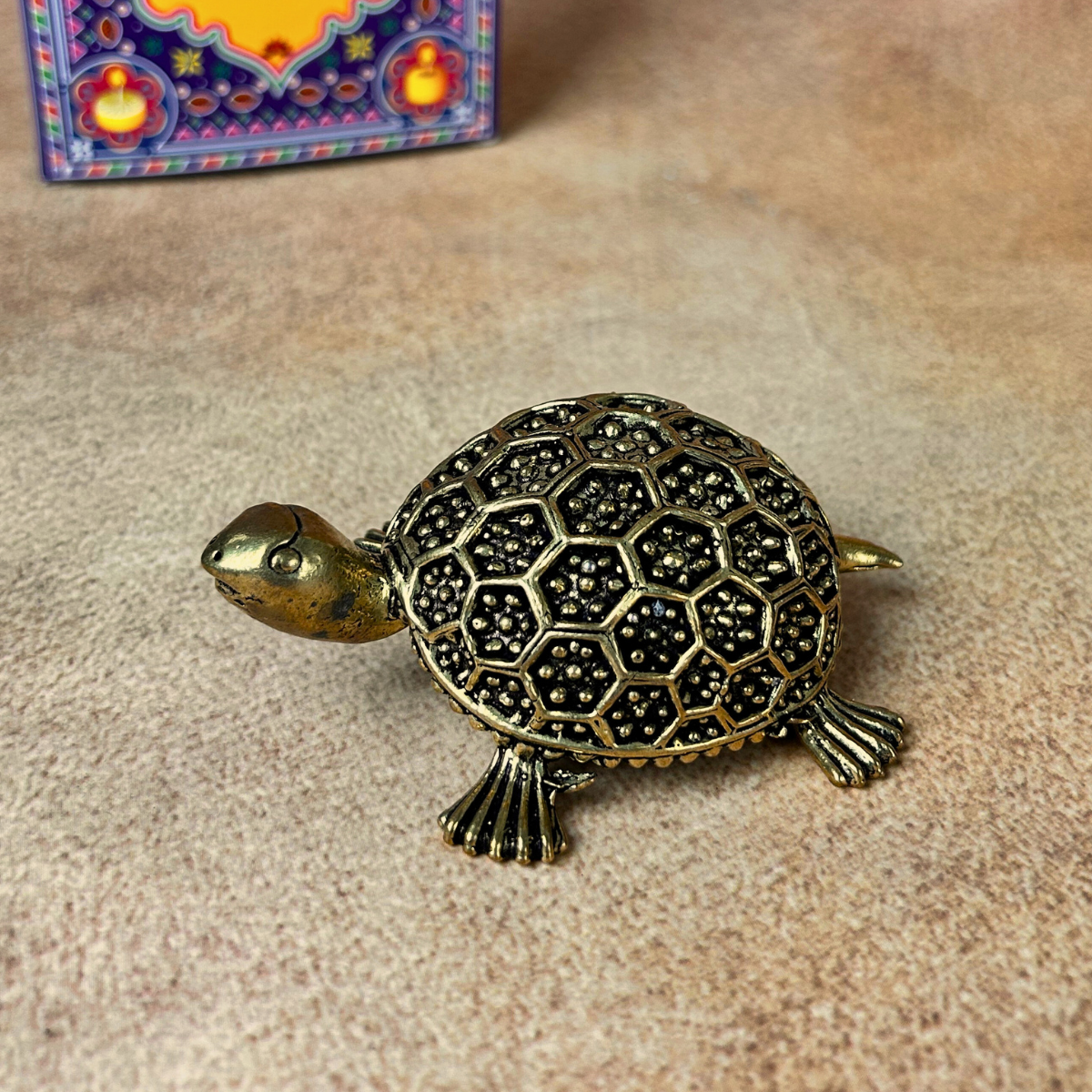 Handcrafted Superfine Brass Tortoise Idol for Home & Office Decor ( Small )