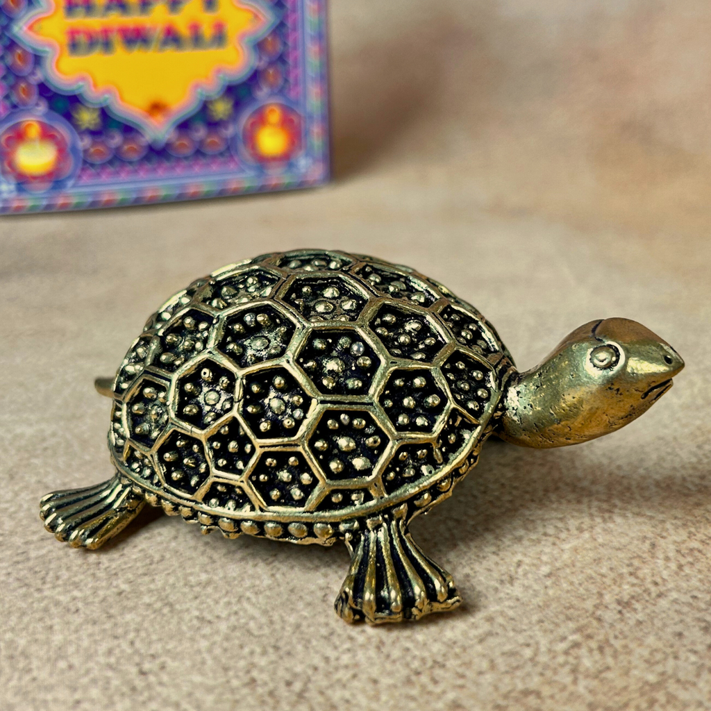 Handcrafted Superfine Brass Tortoise Idol for Home & Office Decor ( Small )