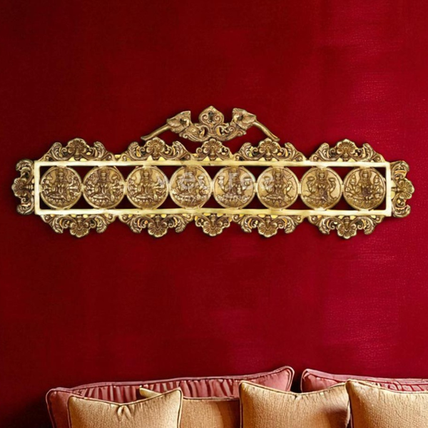 Brass Ashtalakshmi Wall Hanging Frame/Eight Forms of Goddess Lakshmi