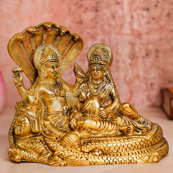 Shri Vishnu Ji & Laxmi Ji Sitting On Sheshnaag In Brass
