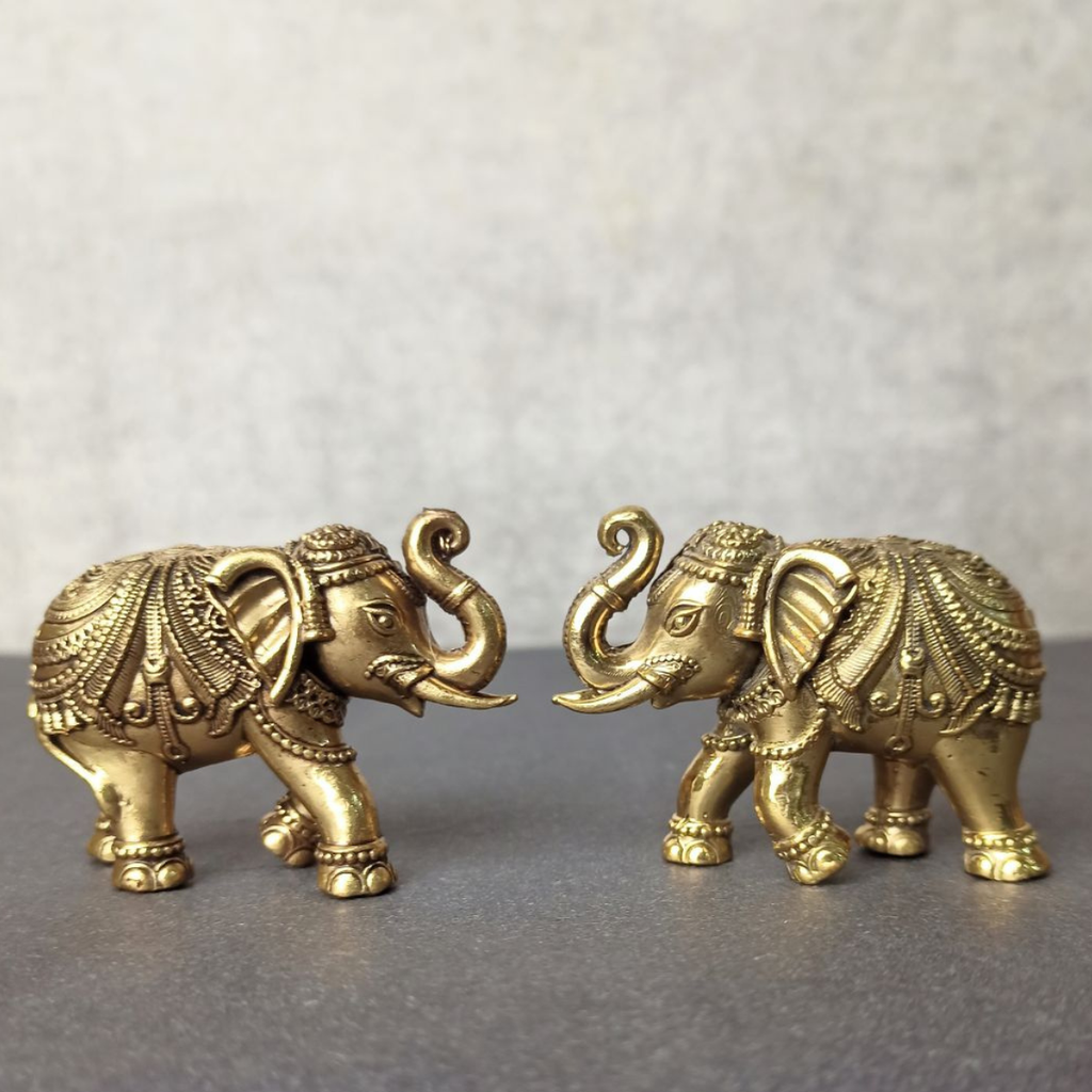 Superfine Brass Small Elephant Pair