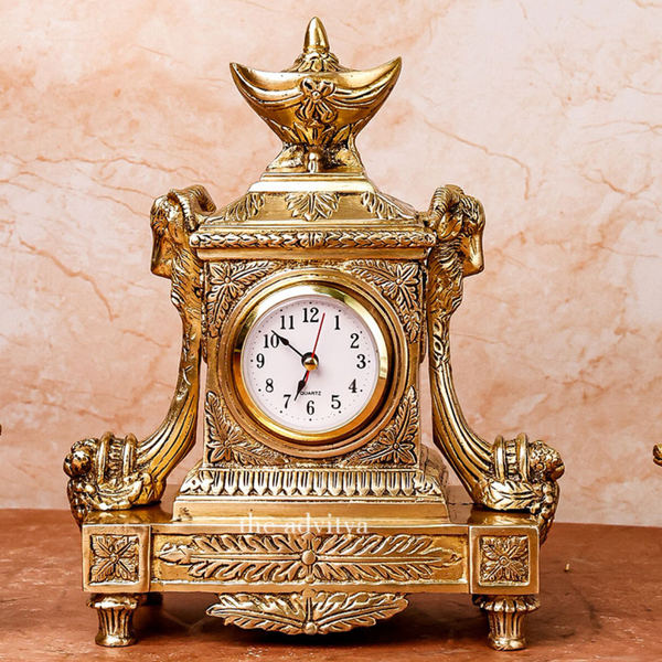 Brass Vintage Square Clock Large