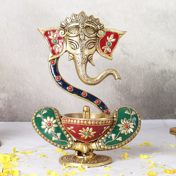 Mosaic Ganesha Floating Idol with Akhand Diya