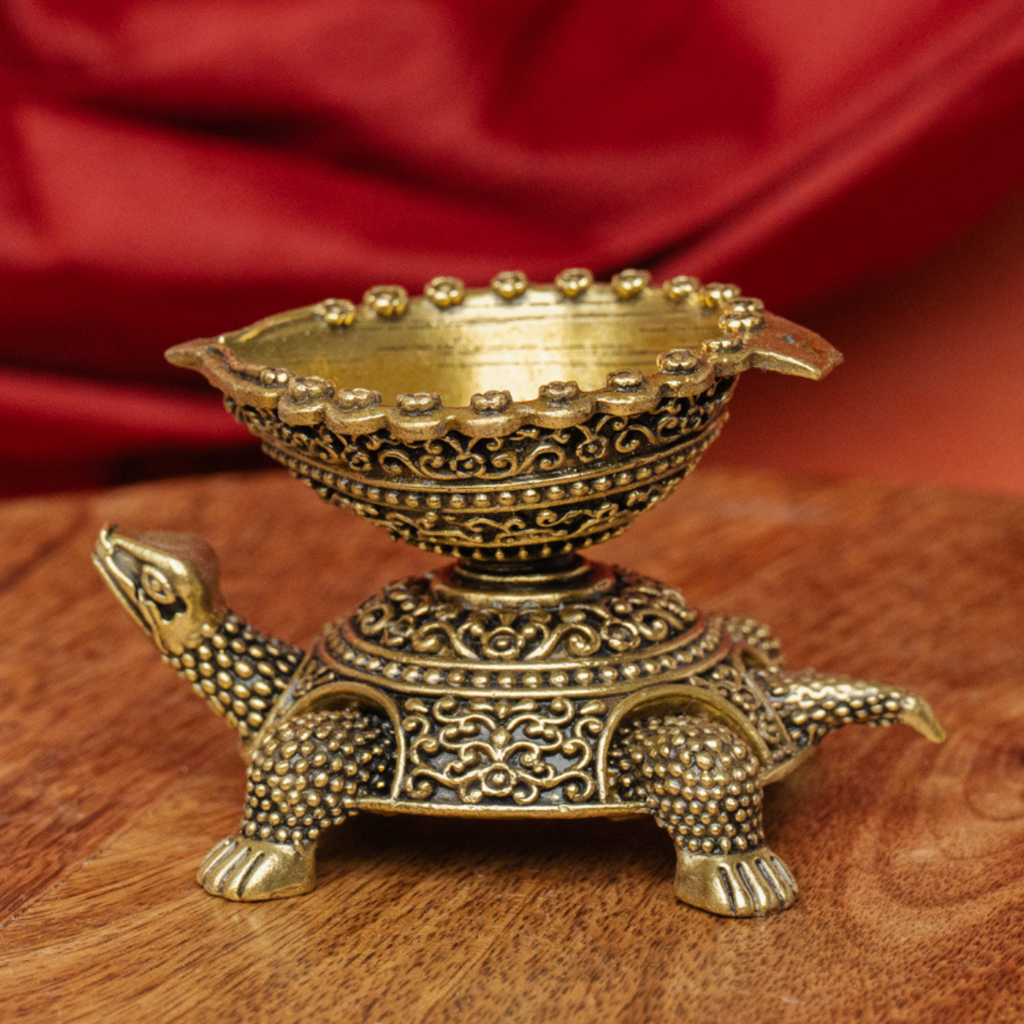 Brass Tortoise Vastu Diya – Traditional Feng Shui & Table Decor for Home, Office & Positive Energy
