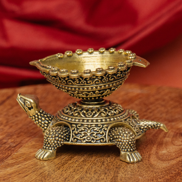 Brass Tortoise Vastu Diya – Traditional Feng Shui & Table Decor for Home, Office & Positive Energy