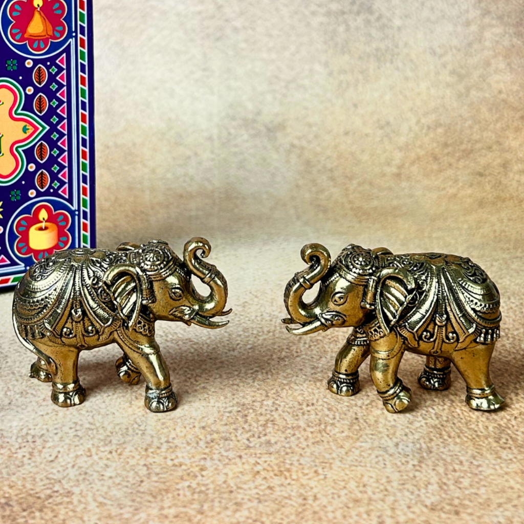 Superfine Brass Elephant Pair for home decore