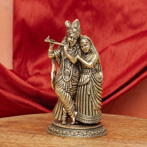 Superfine Radha Krishna Brass Statue for Puja & Gifting
