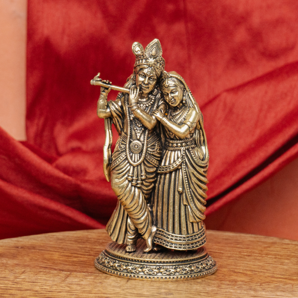 Superfine Radha Krishna Brass Statue for Puja & Gifting