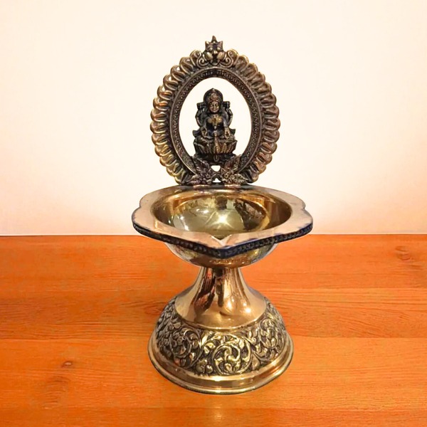 Traditional Superfine Brass Lakshmi Deepam| Pooja Oil Lamp for Home & Temple Décor (7.2 Inches )