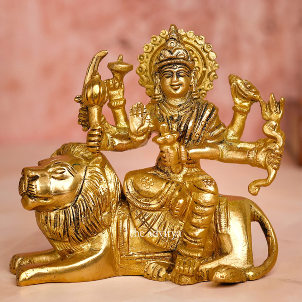 Durga Murti Sitting on Seated Lion