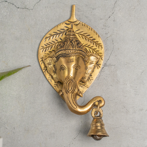 Lord Ganesha on Leaf With Bell