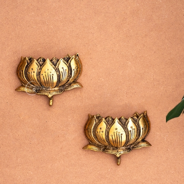 Brass Lotus Wall Hanging (Pair)