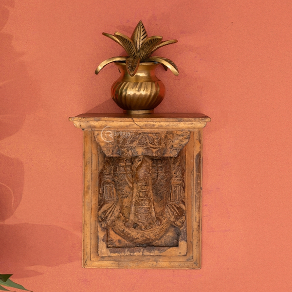 Wooden Elephant Face & Trunk Wall Bracket/Corbel