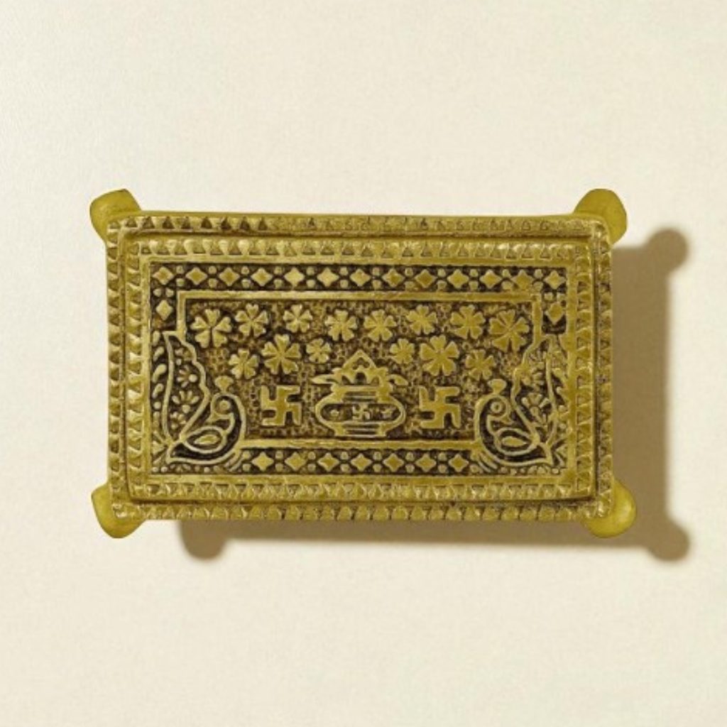 Brass Swastik/Kalash Patla for Pooja (Small)