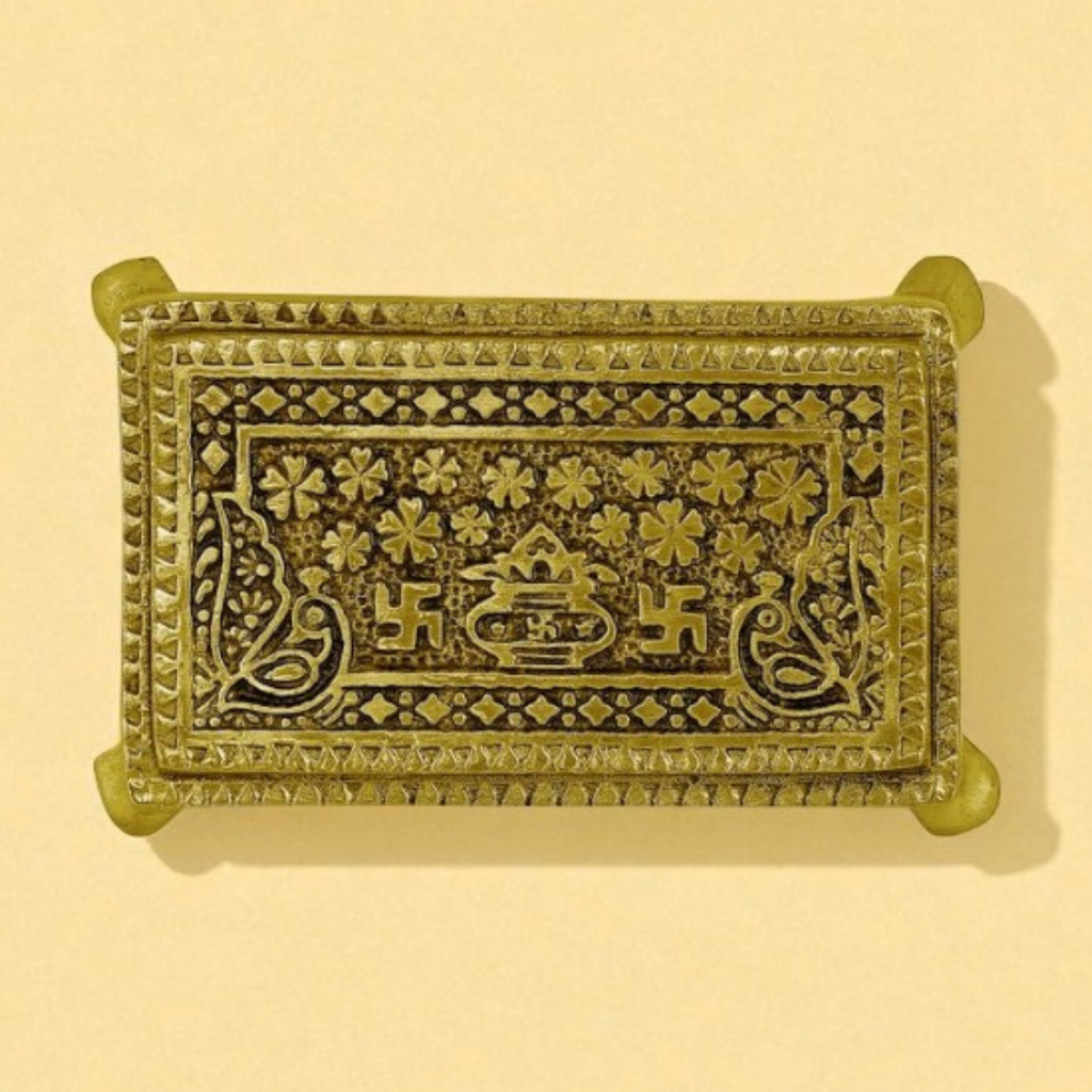 Brass Swastik/Kalash Patla/Chowki for Pooja (Medium)