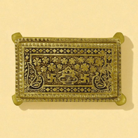 Brass Swastik/Kalash Patla/Chowki for Pooja (Medium)