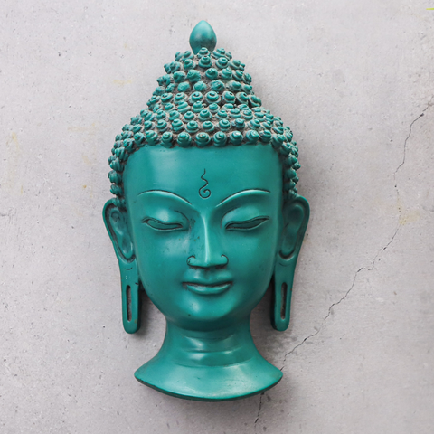 Resin green Buddha Face Mask Wall Hanging