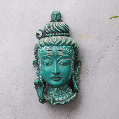 Resin Green Shiva Face Wall Hanging