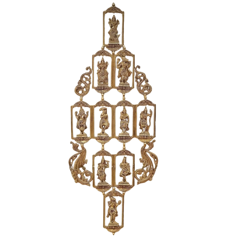Brass Vishnu Dashavatara Wall Hanging/Ten Avatars of Lord Vishnu