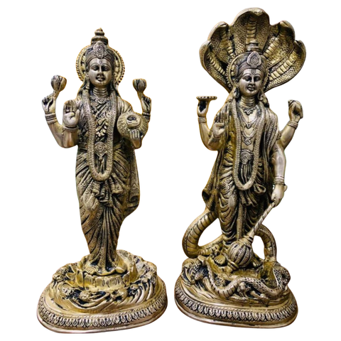 Brass Standing Vishnu Laxmi Pair