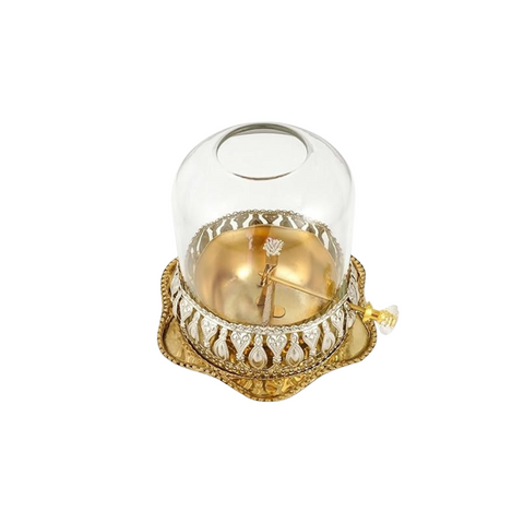 Brass Akhand Jyot Diya With Adjustable Bati Knob( Extra Large,200 Ml )