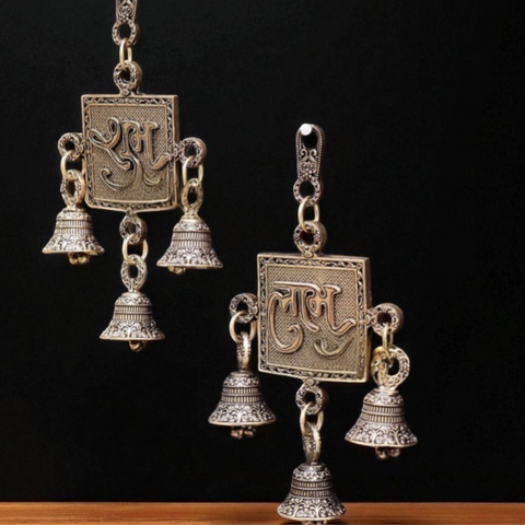 Pure Brass Shubh Labh Wall Hanging Pair – Lightweight & Auspicious