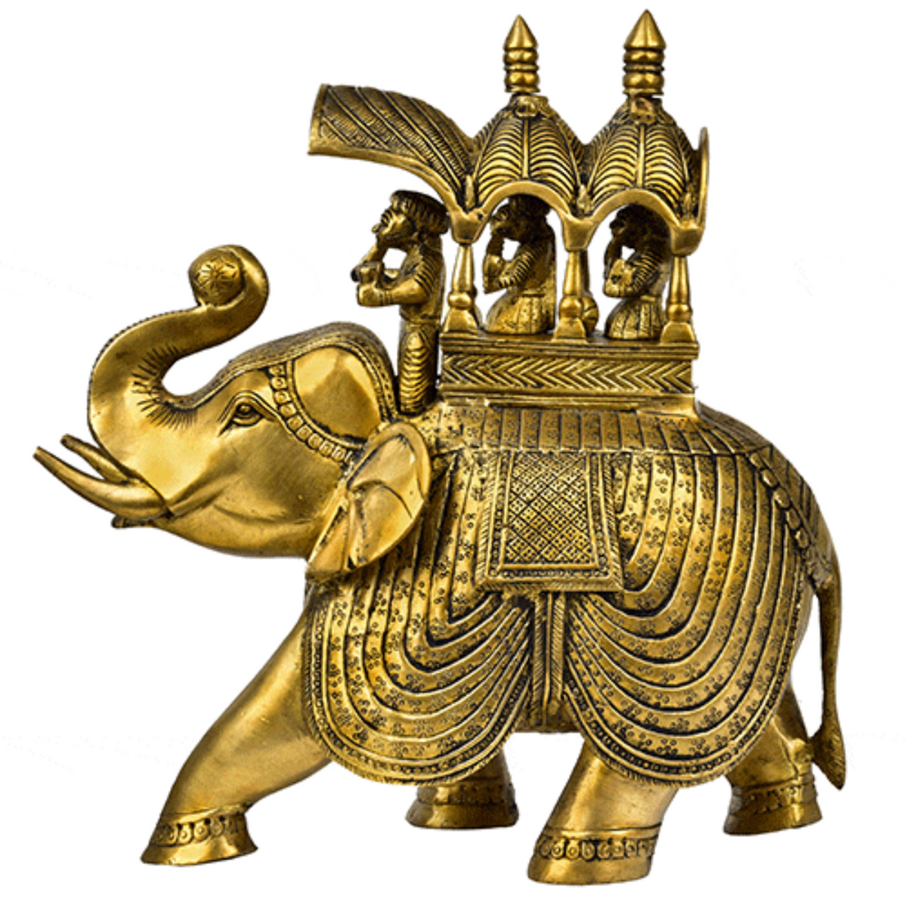 Tabledecor,Elephant Figurine,Regal Elephant Figurine,Big Elephant With Howdah On Top